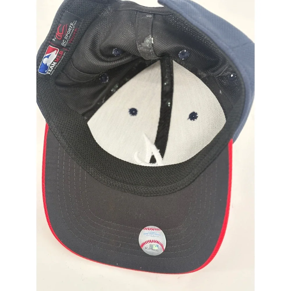 Team MLB Hat Youth OSFA Navy Blue Atlanta Braves Baseball Cap Adjustable‎ Mesh